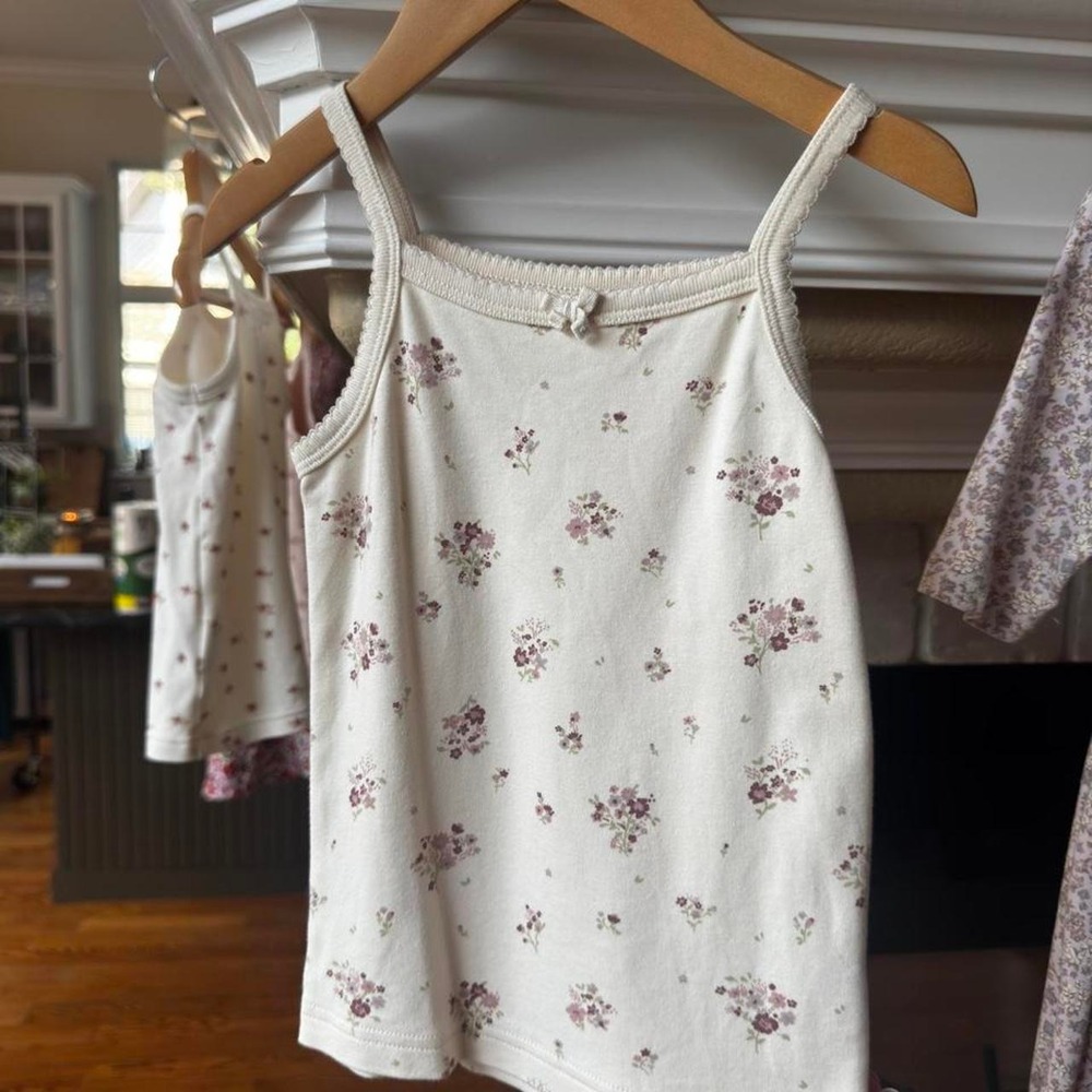 Jamie Kay Cream Purple Floral Organic Cotton Tank Top Size 3T